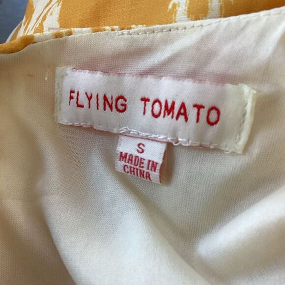 Anthropologie Flying Tomato Photo Finish Woven Mini Dress Women’s Small Mustard/ - Picture 7 of 9